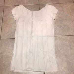 Bebe White Ivory Crochet Lace Short Sleeve TOp